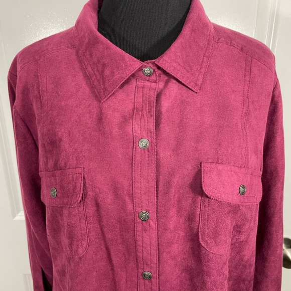 Croft&Barrow Plum Button-Up Shirt Size PXL CB-80 - Picture 2 of 6